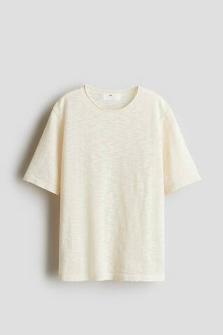 H&M Футболка свободного кроя из тонкого трикотажа, кремовый