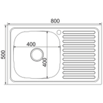 Мойка 80х50 (0,6) лев вып 3 1/2 MIXLINE 16см с сифоном ДЕКОР