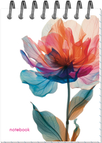 Блокнот "Цветы" А7 40л, на металлическом гребне