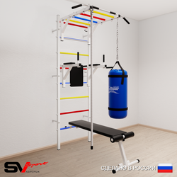 Шведская стенка Sv Sport 5502 (Турник рукоход/Брусья/Скамья/Канат/Цепь/Мешок 22кг)