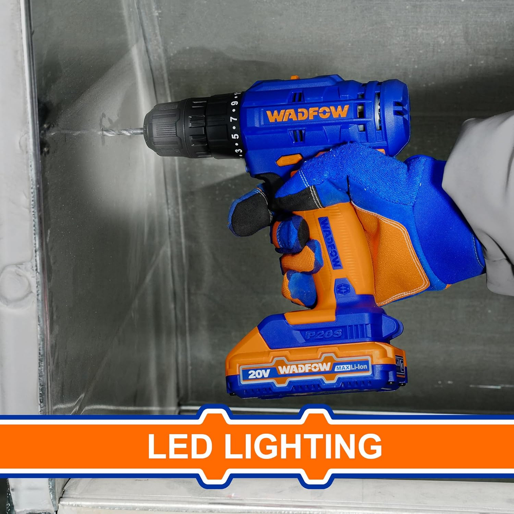 Шуруповерт аккумуляторный WADFOW WCDP512 20 В 35 Нм