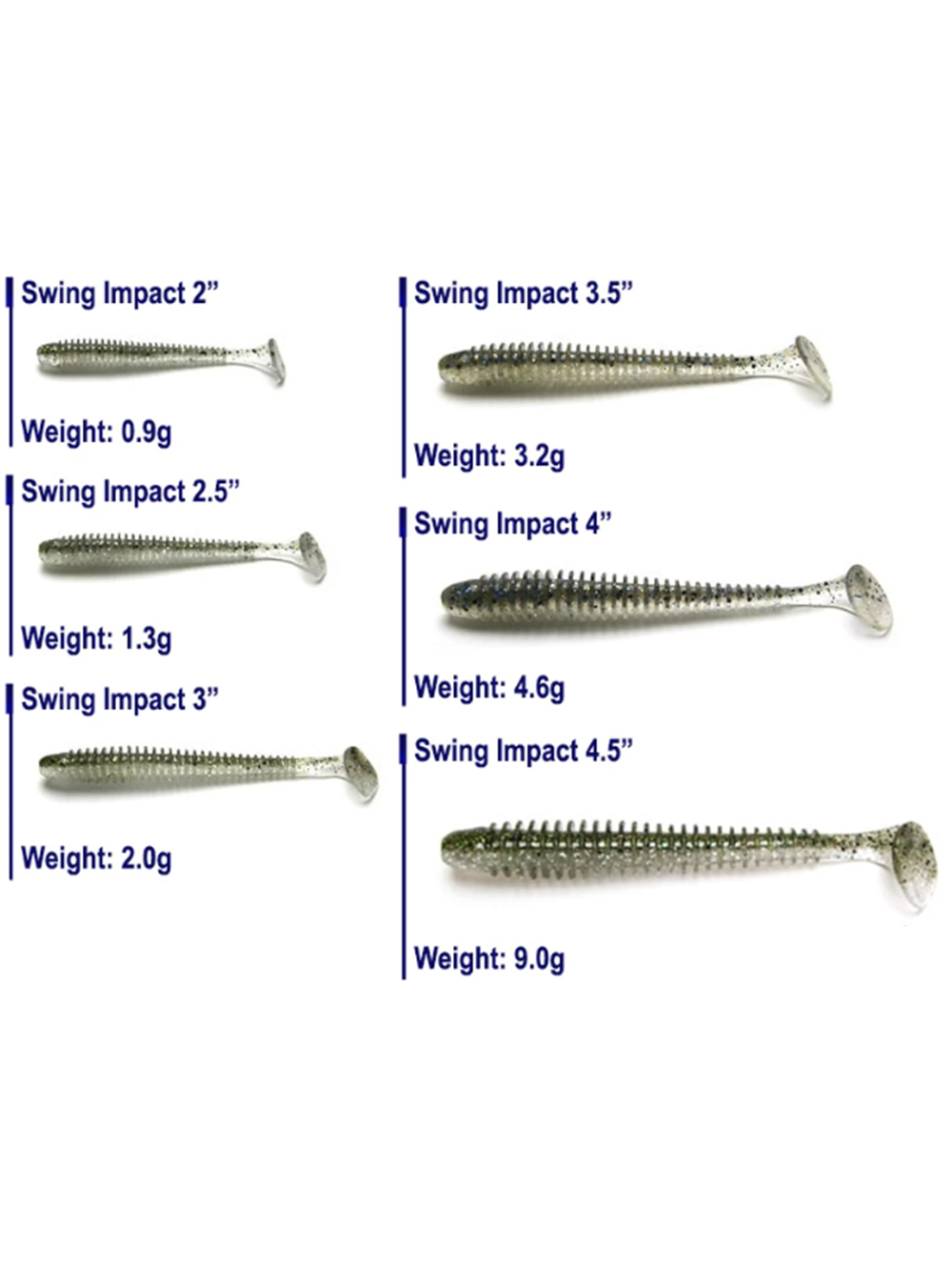 Приманка силиконовая Keitech Swing Impact 3", 2г, цвет #101 Green Pumpkin PP.