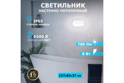 Светодиодный пылевлагозащищенный светильник REXANT ЖКХ-01 овал 8 Вт 155 мм IP65 6500 K 607-204
