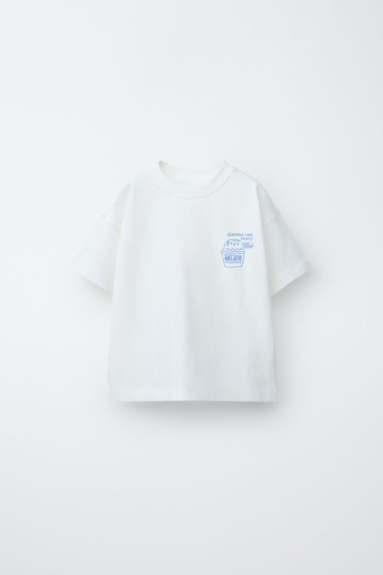 ZARA ФУТБОЛКА С ПРИНТОМ, БЕЛЫЙ