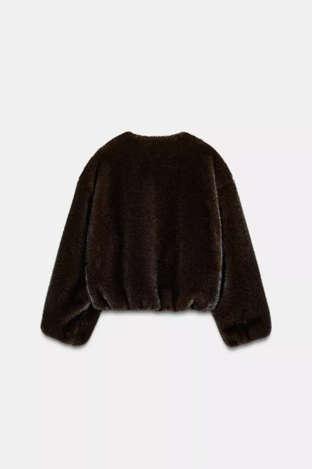 ZARA БОМБЕР ИЗ ИСКУССТВЕННОГО МЕХА, ТЕМНО-КОРИЧНЕВЫЙ