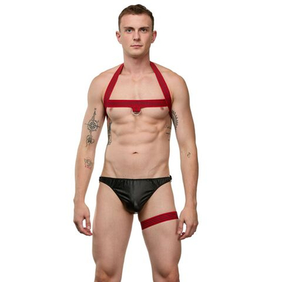 Мужской черно-красный костюм «Танцор» (Размер: L-XL) (Цвет: черный с красным)