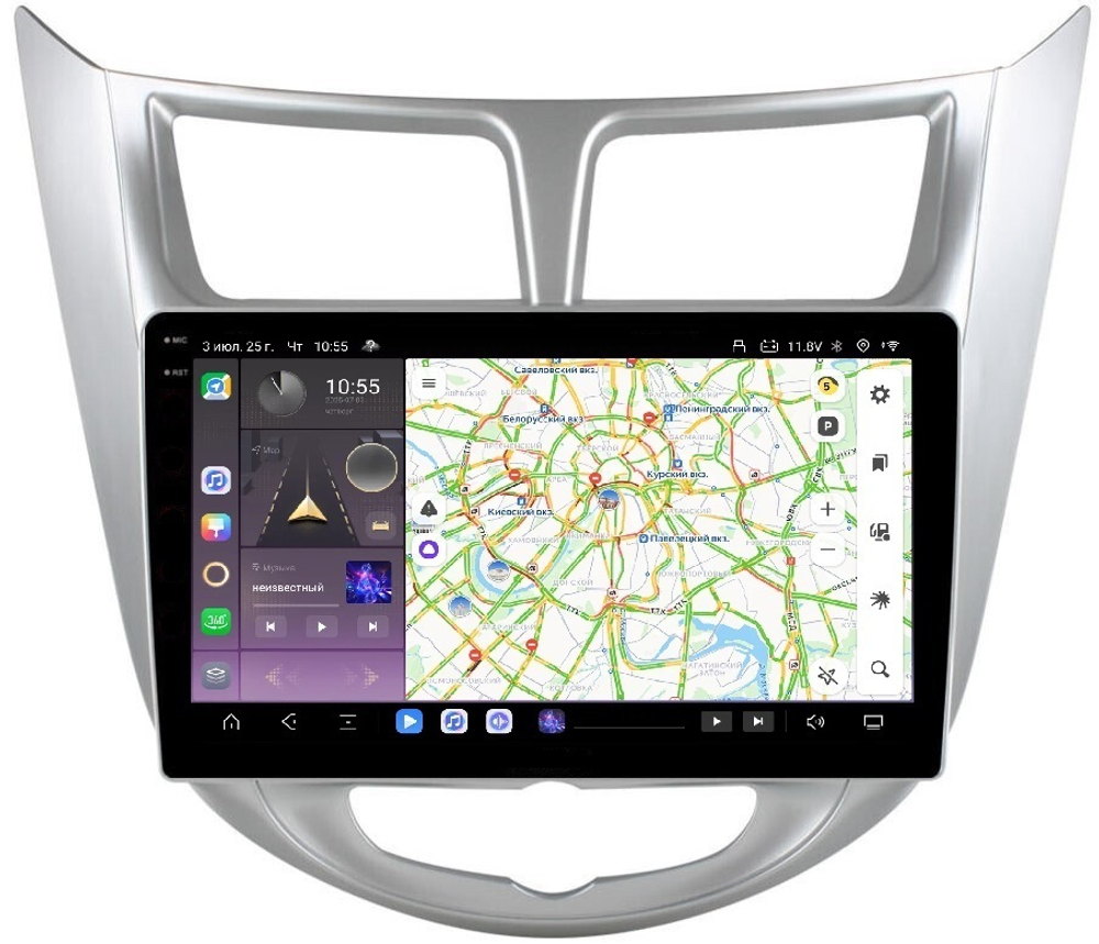 Магнитола для Hyundai Solaris 2010-2016 - Carmedia OL-9707 QLed+2K, Android 13, TS20, CarPlay, 4G SIM-слот