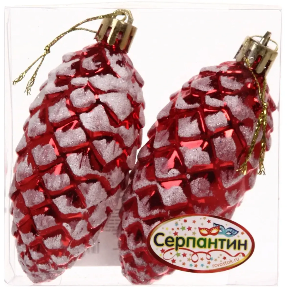Ёлочные игрушки «Таинственное очарование» Шишки 9 см (набор 2шт), красный
