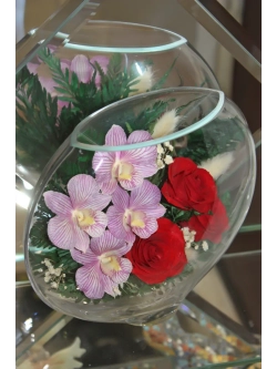 натуральные цветы в стекле, вакуум