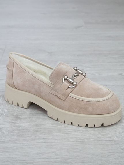 Лоферы женские зимние натуральная замша