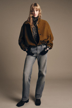 ZARA ДЖИНСЫ ZW COLLECTION ПРЯМОГО КРОЯ СО СРЕДНЕЙ ПОСАДКОЙ И ПОЛОСКАМИ, СИНИЙ