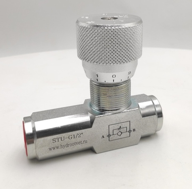 STU-G1/2-1111-1 - Дроссель трубного монтажа c рукояткой, G1/2, с обратным клапаном