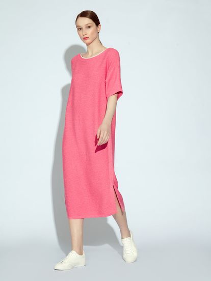 Женское платье розового цвета из вискозы - фото 2