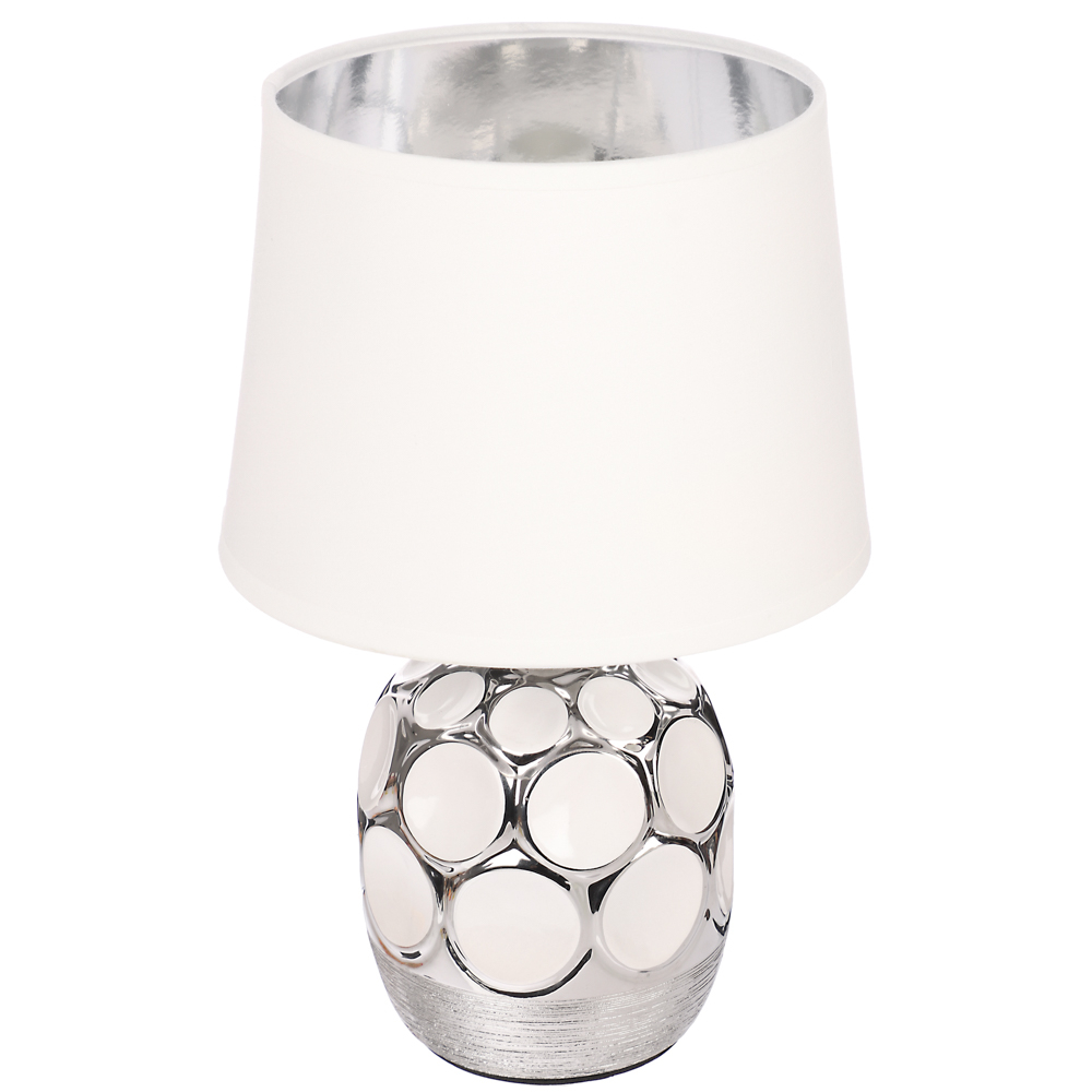 Светильник переносной настольный BY Патры, 40Вт, 28 см, Е14, 230В, керамика, текстиль, белый