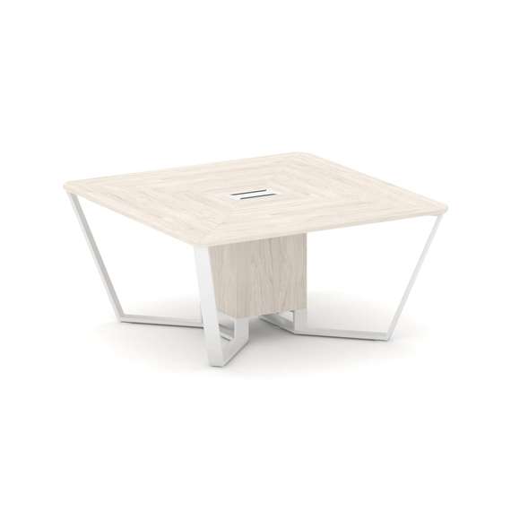 Steel Meet Стол переговорный квадратный KDK-PR.B.SP-08 Денвер Светлый/Металл Белый 1600*1600*750