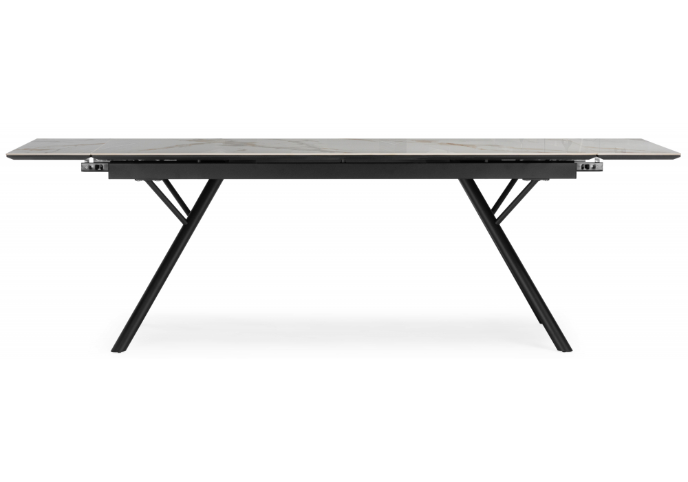 Керамический стол Woodville Ворен 180(240)x90 calacatta gold, черный, ножки черные