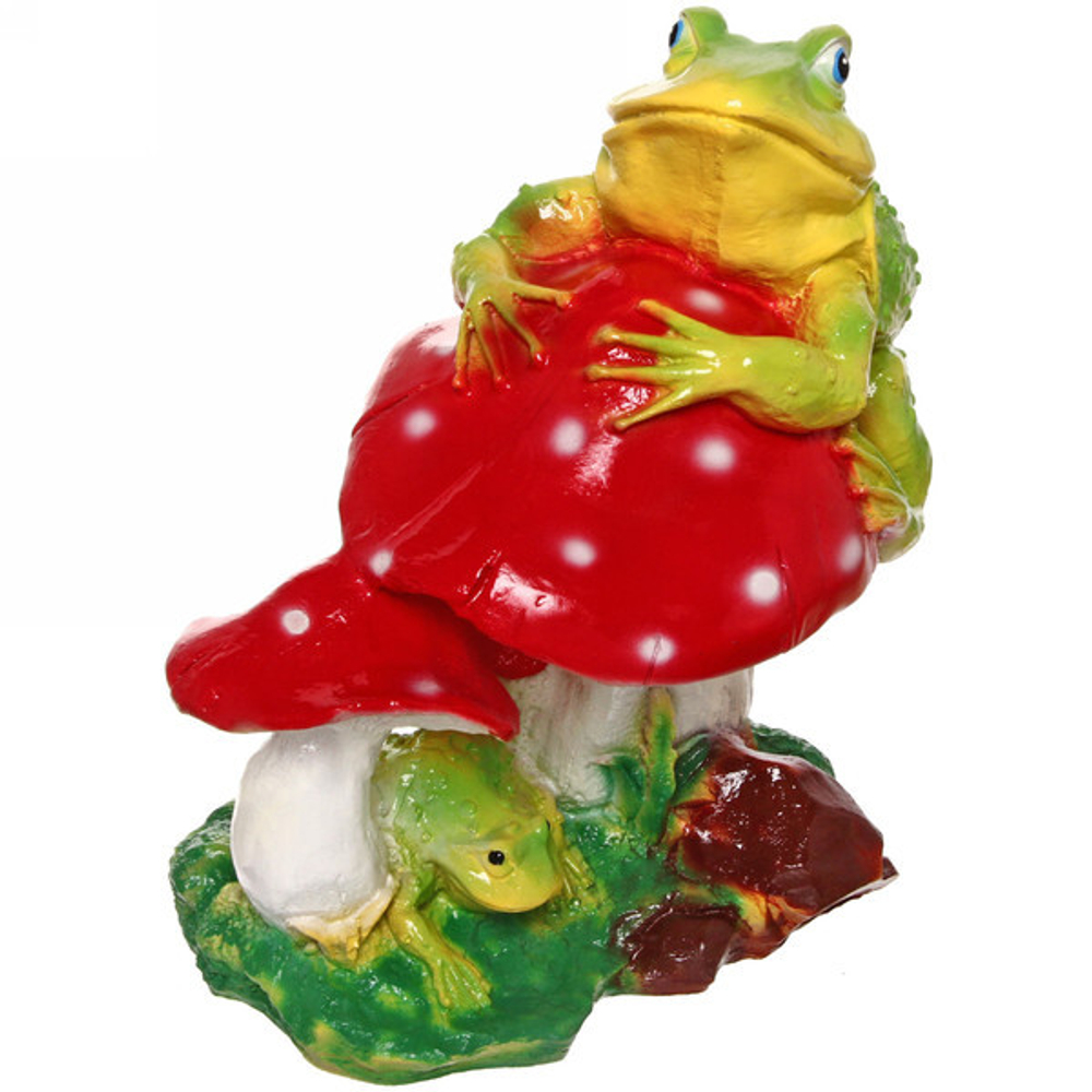 Фигура из гипса «Лягушка на мухоморе» 38см