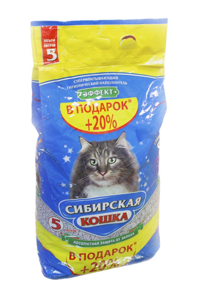 Наполнитель СИБИРСКАЯ КОШКА &quot;Эффект&quot; впитывающий - 5 л