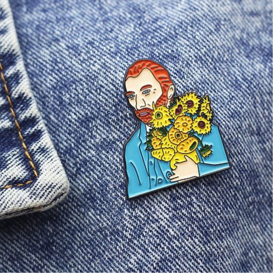Значок металлический "Винсент и подсолнухи", р-р 3,5*2,9см