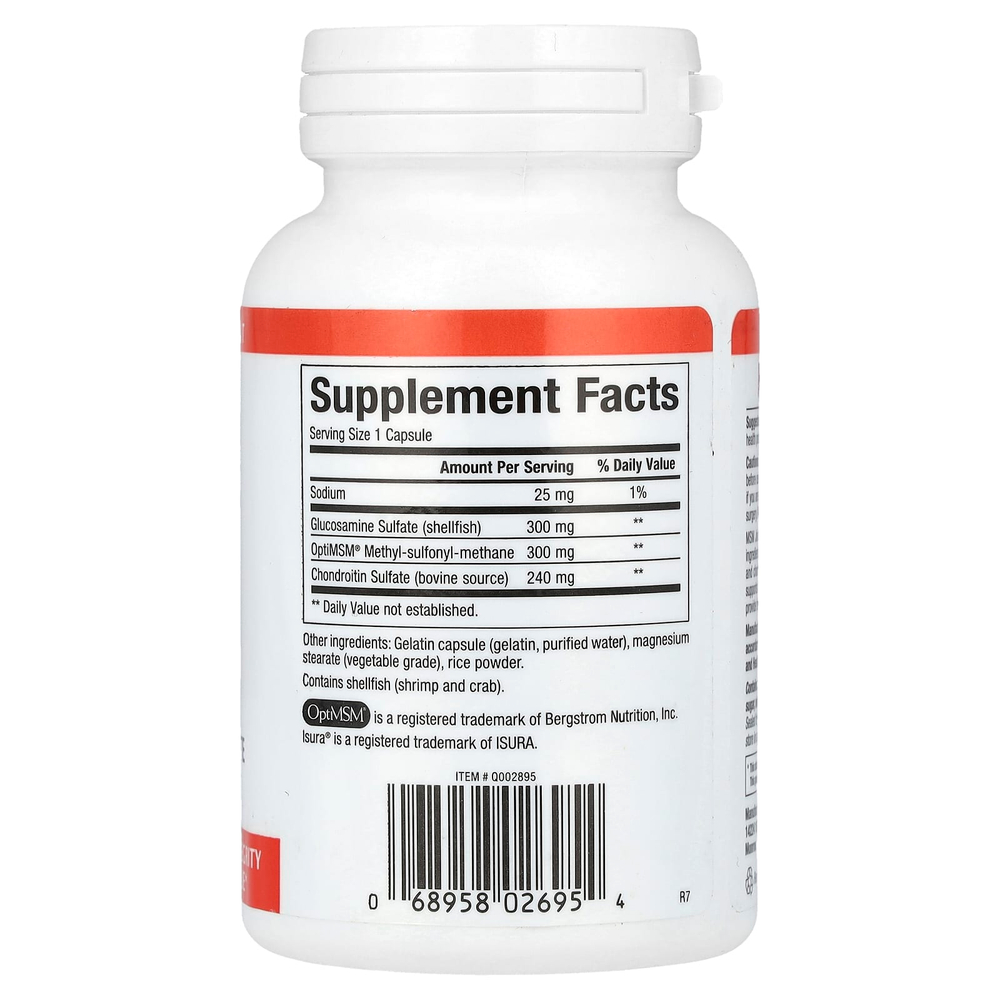 Natural Factors, средство для здоровья суставов с МСМ, глюкозамином и хондроитинсульфатом, 90 капсул