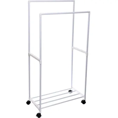 Вешалка гардеробная напольная на колёсах с блокировкой двойная «ПЕРФЕКТХАУС», цвет белый, нагрузка до 15 кг, 57.5*30*115см