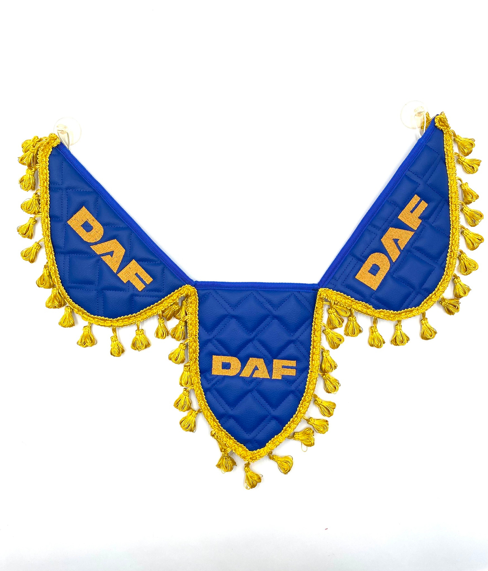 Вымпел тройной Daf (экокожа, синий с желтой вышивкой)