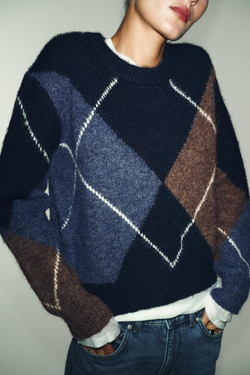 ZARA ТРИКОТАЖНЫЙ СВИТЕР, МОРСКОЙ СИНИЙ