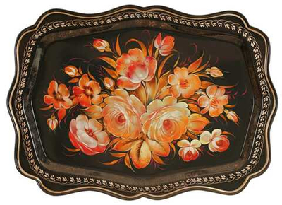 Жостовский поднос декоративный, размер 47х34 см (A22), металлический