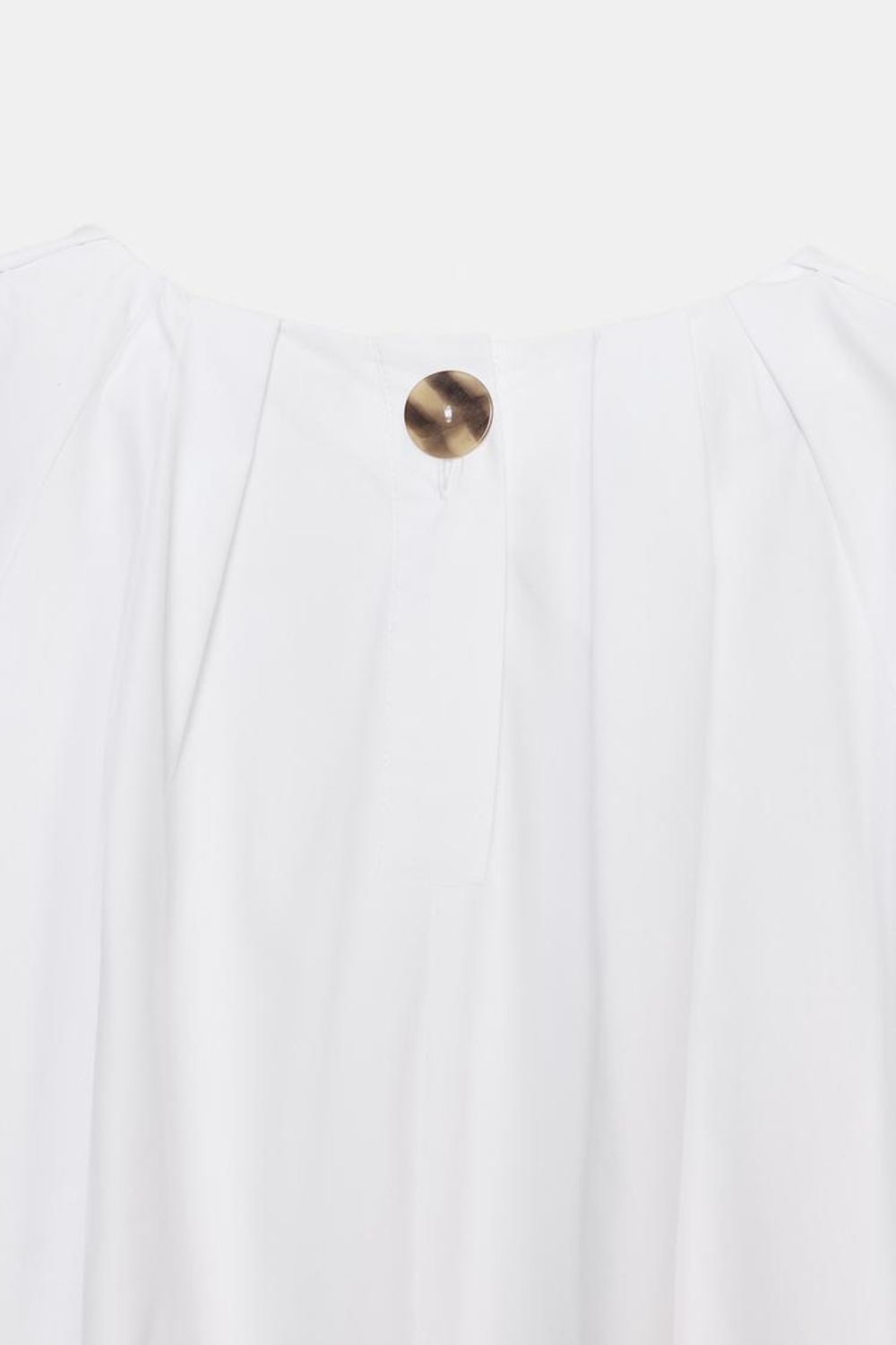 ZARA РУБАШКА ИЗ ПОПЛИНА С РУКАВАМИ-БУФАМИ, БЕЛЫЙ