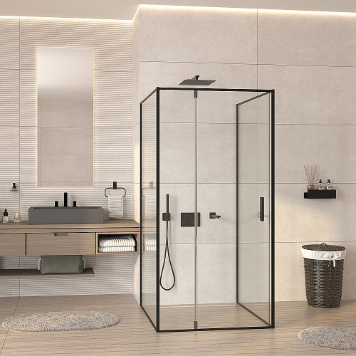 Душевой уголок WasserKRAFT Elbe 74P 74P42 100х100 профиль черный матовый/стекло прозрачное