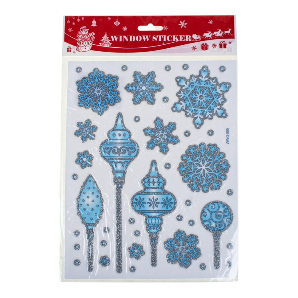 Наклейка новогодняя 20*30 см, микс , пакет