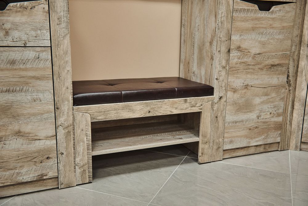 Коллекция Хилтон Тумба вешалки+МЯГКИЙ ЭЛЕМЕНТ Дуб юкон/Гранж (набор)