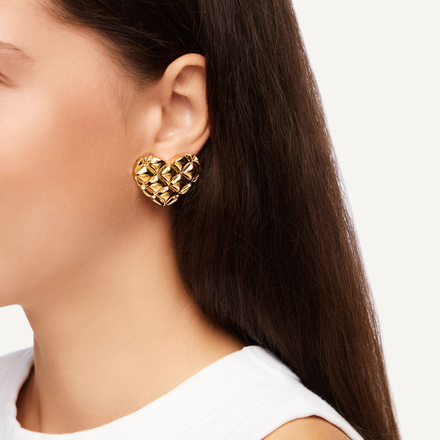 Клипсы Stitched Heart Earrings - Gold