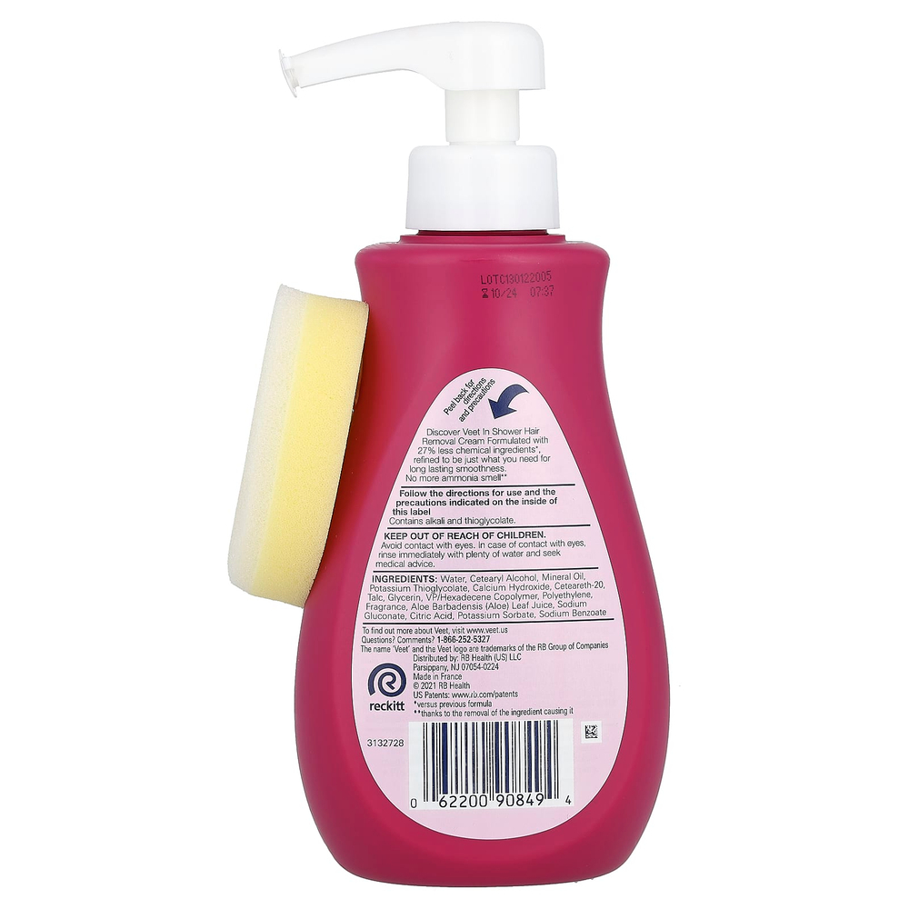 Veet, крем для депиляции в душе, алоэ вера и цветок фиалки, 400 мл (13,5 жидк. унции)