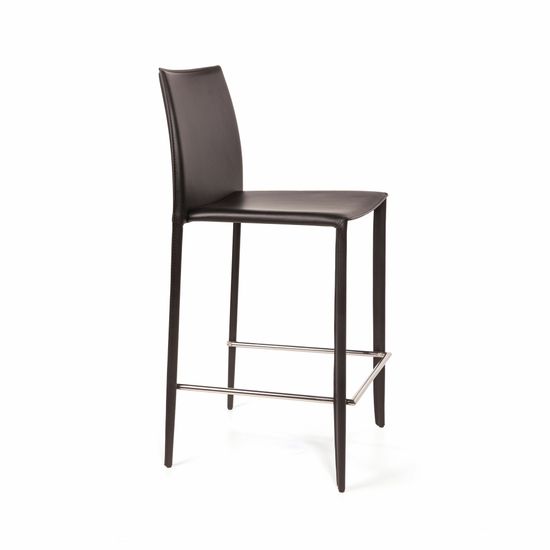 Стул полубарный Rolf, кожа черный