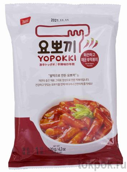 Токпокки (рисовые клецки) Yopokki с острым пряным соусом, 120 гр м/у