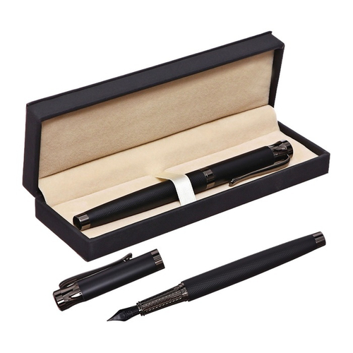 Ручка подарочная перьевая в кожзам футляре Офис корпус черный, 10562187