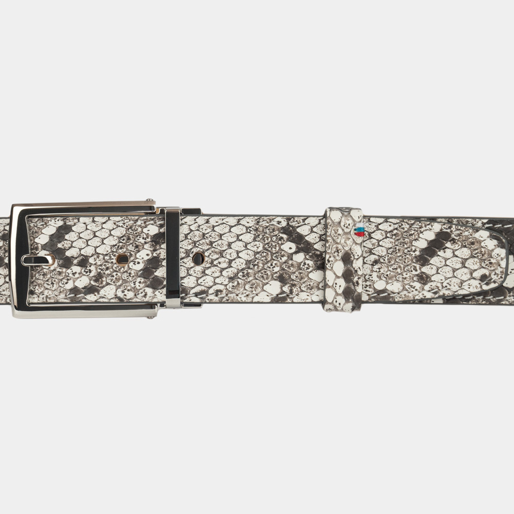 Мужской ремень из кожи питона 35 мм, натуральный цвет