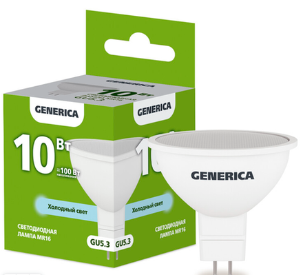 GENERICA IEK Лампа светодиод 10Вт GU5.3 6500К MR16