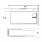Мойка настол.монтаж 75х46 (3,0) вып 3 1/2  MIXLINE PRO 21,5см V2.0 (сатин) сиф+доз+смес+кол+д/р+о/с