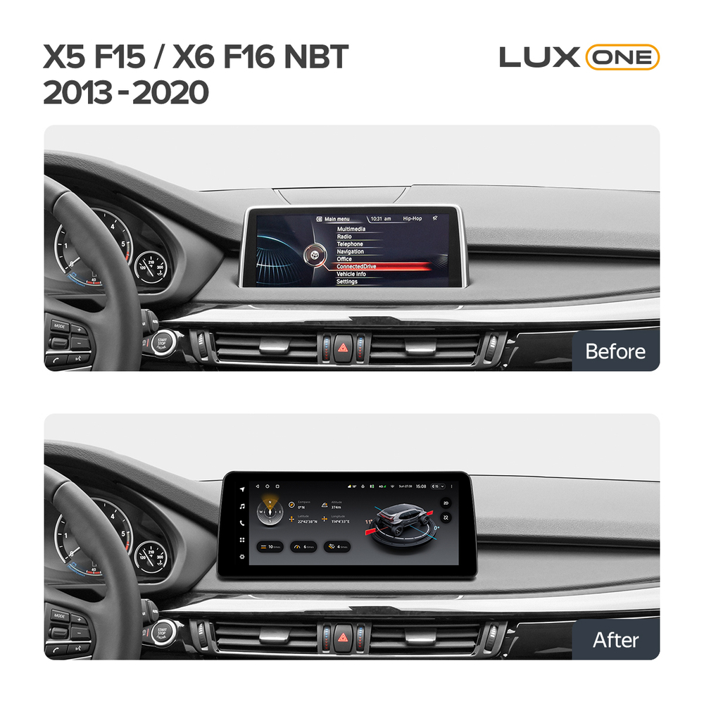 Магнитола BMW X6 F16 2014-2018 NBT - FarCar BMW2005 монитор 12.3" на Android 13, 8Гб+128Гб, CarPlay, 4G SIM-слот