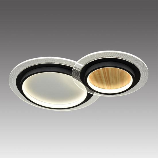 7733/80L MITRA LED SN 078 Светильник металл/акрил/белый/под дерево/прозрачный/черный LED 80Вт 3000-6000К 600x380 IP20 пульт ДУ SUNNY