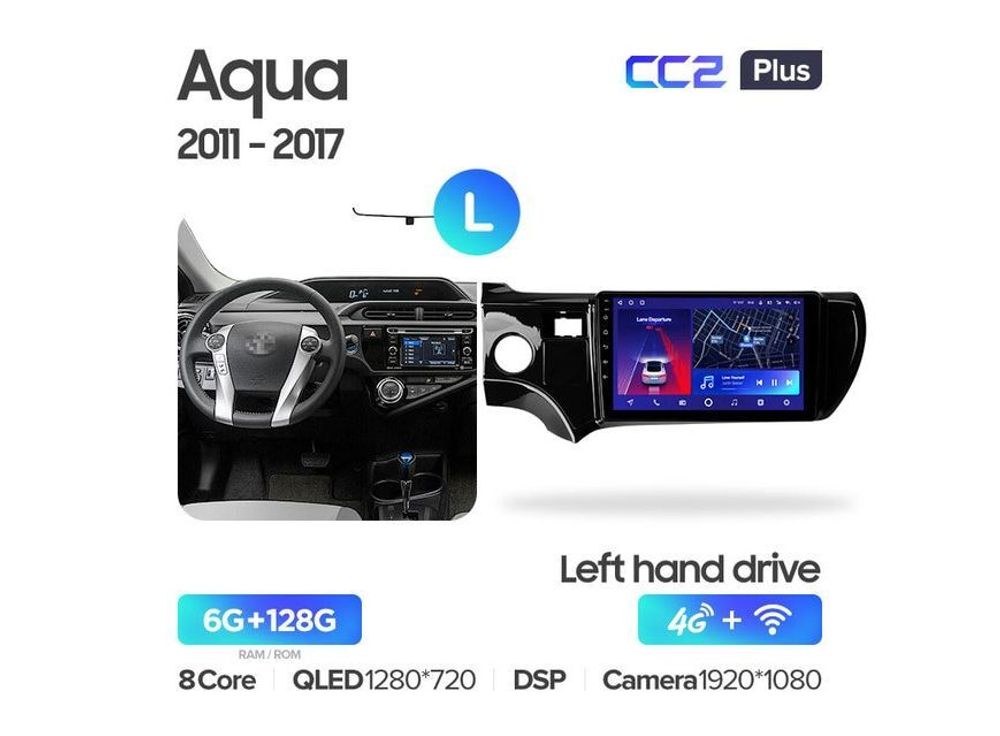 Магнитола Teyes CC2 Plus 6-128 Toyota Aqua (левый руль) 2011-2017 9.0&quot;