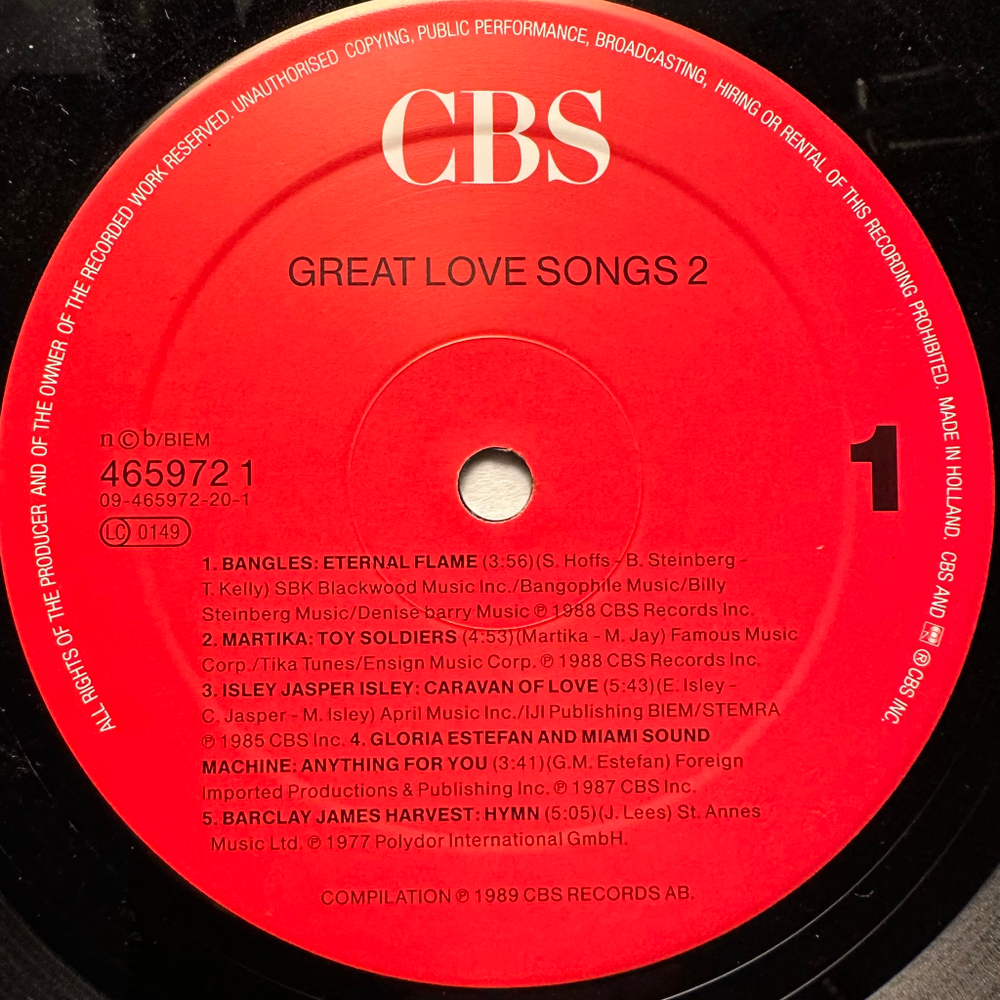 Сборник Great Love Songs 2 2LP (Голландия 1989г.)