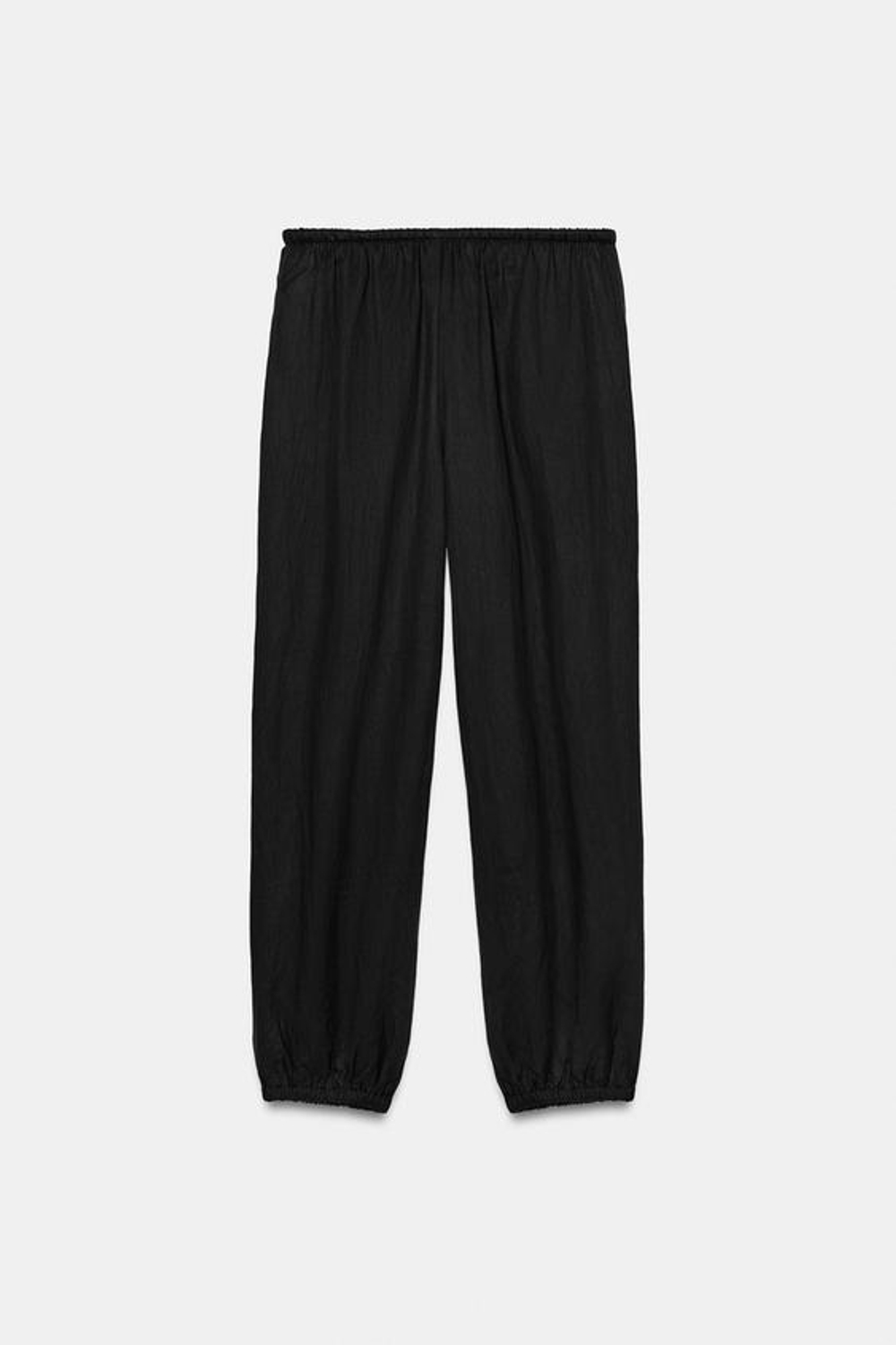 ZARA БРЮКИ-БОМБАШКИ С ЭЛАСТИЧНЫМ ПОЯСОМ, ЧЕРНЫЙ