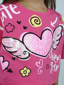 02-121-6 Комплект для девочки (фуфайка+ шорты)