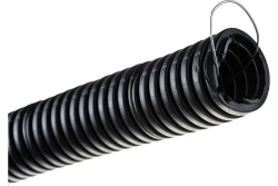 Труба гофрированная ПНД 32 мм черная гибкая легкая с зондом легкая 15 метров с протяжкой для прокладки кабеля и электропроводки