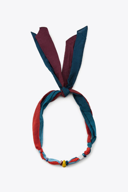 ZARA ХЛОПКОВЫЙ ШАРФ С БУСИНАМИ, СИНИЙ