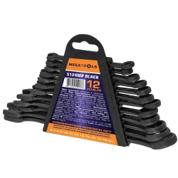 Ключи комбинированные, набор 12пр. (6-15, 17, 19мм) MEGATOOLS MT-5124MP BLACK