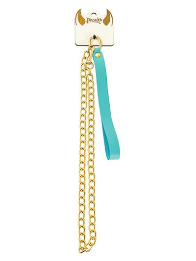 Голубой кожаный поводок с карабином для ошейника - 80 см. (Цвет: голубой)